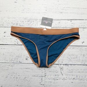 Skye Bedarra Banded Hipster Bikini Bottom Womens Small Rainforest Blue Gold Swim